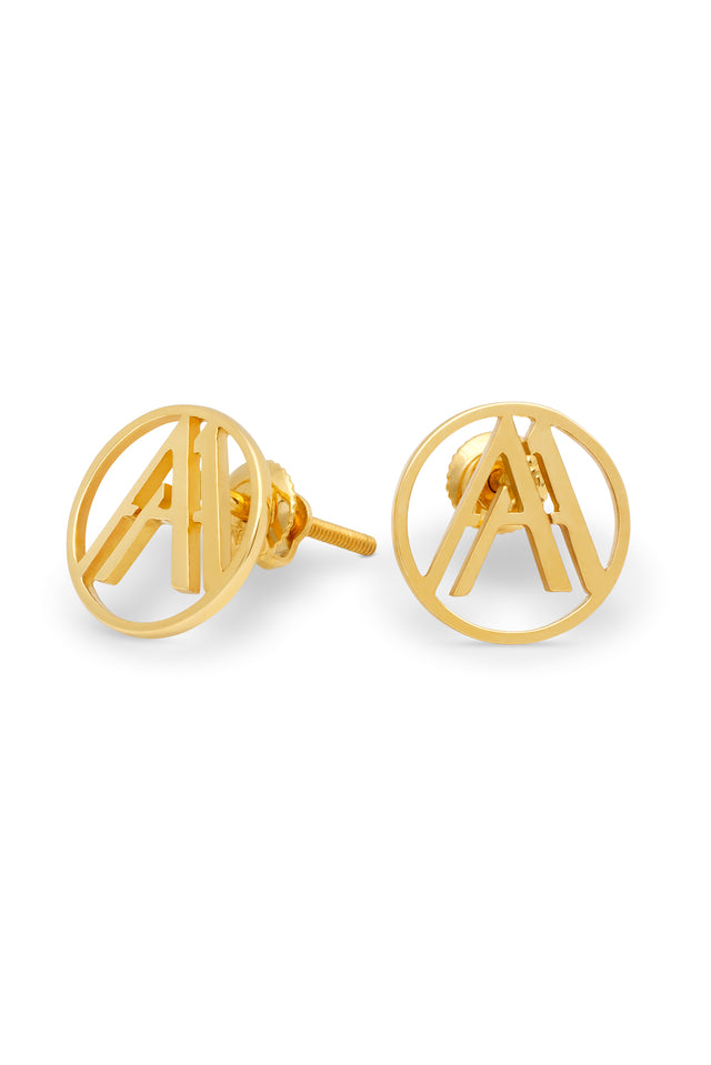 Gold Logo Stud Earrings
