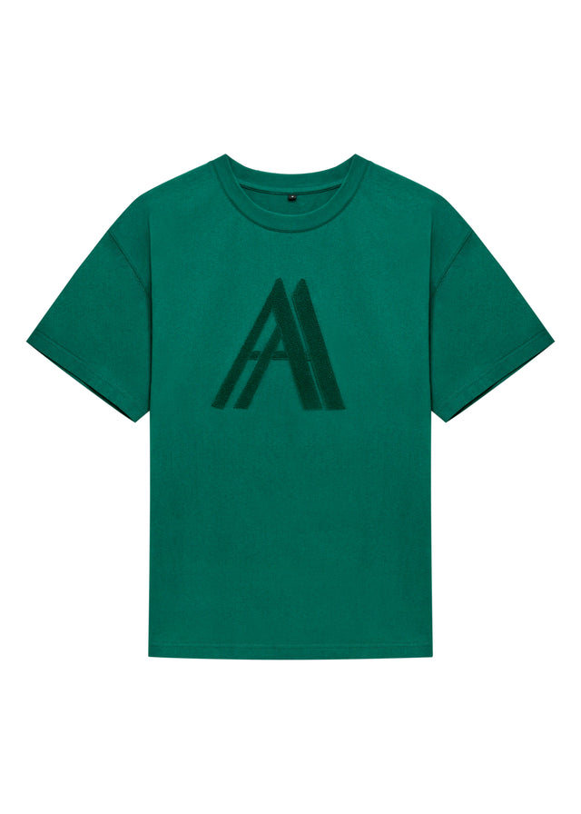 Amad Afeto Green 100% Cotton T-Shirt with AA Embroidery Logo on Chest - Comfortable, Casual, High-Quality Fashion"